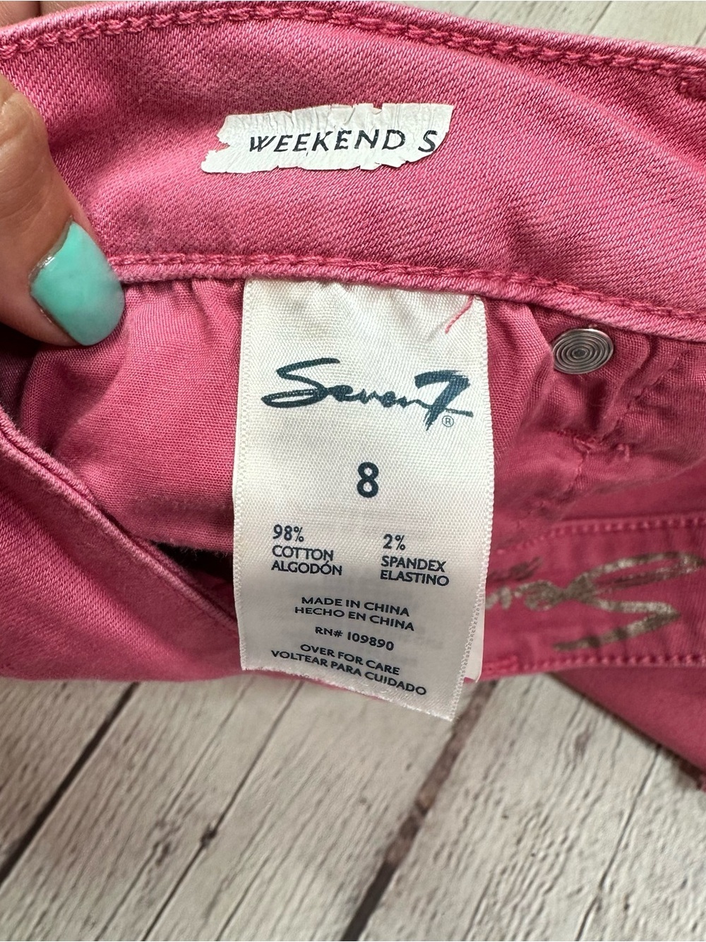 Seven7 Rose Pink Frayed Hem Denim weekend Shorts women 8 boho casual coastal - Picture 5 of 6